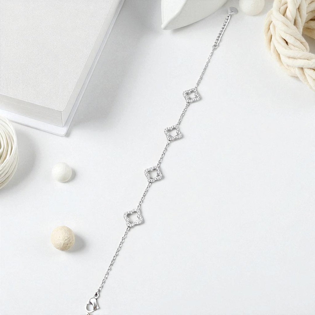 Armband/Halskette Set "Luna Clover"(Silber)
