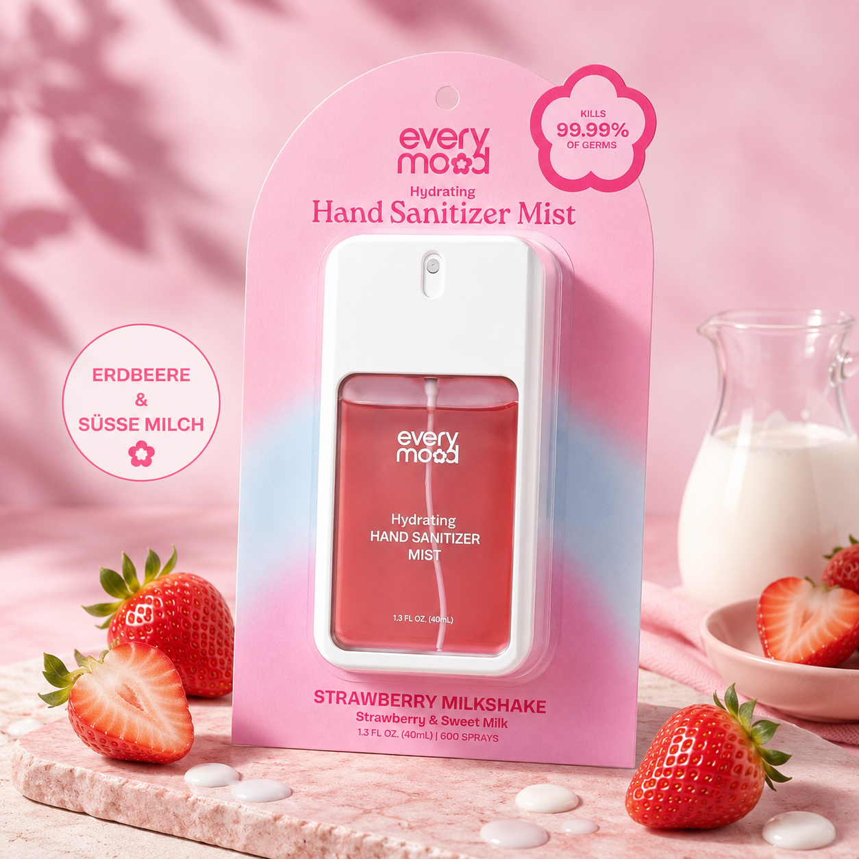 Handdesinfektionsspray Erdbeere und süße Milch