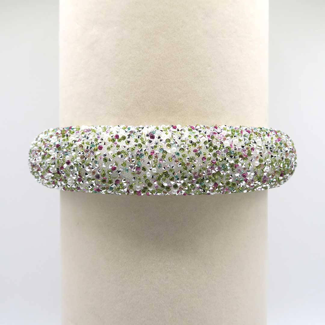 Glitzer und Perlen Haarreif (grün-bunt)