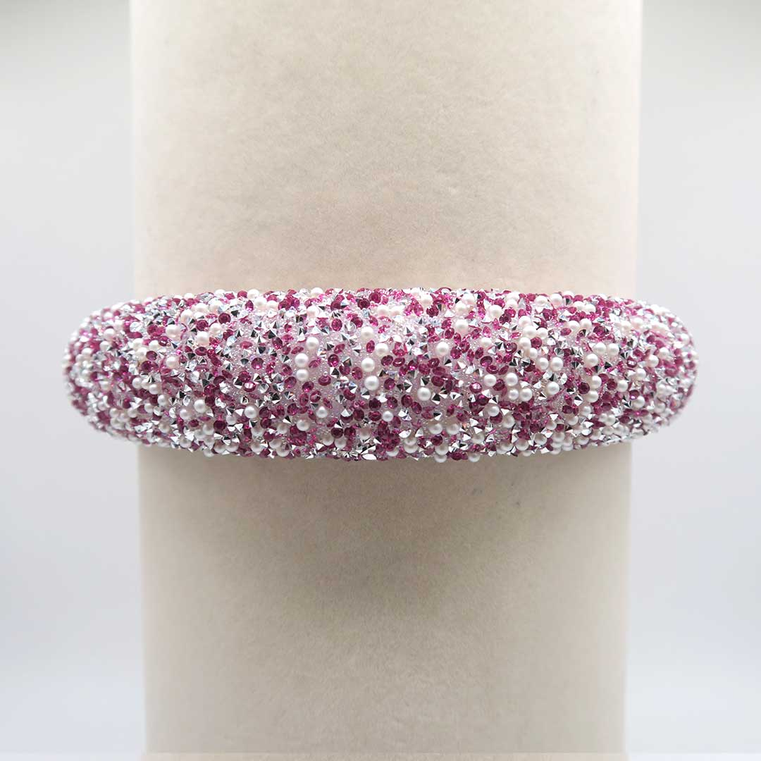 Glitzer und Perlen Haarreif (pink)
