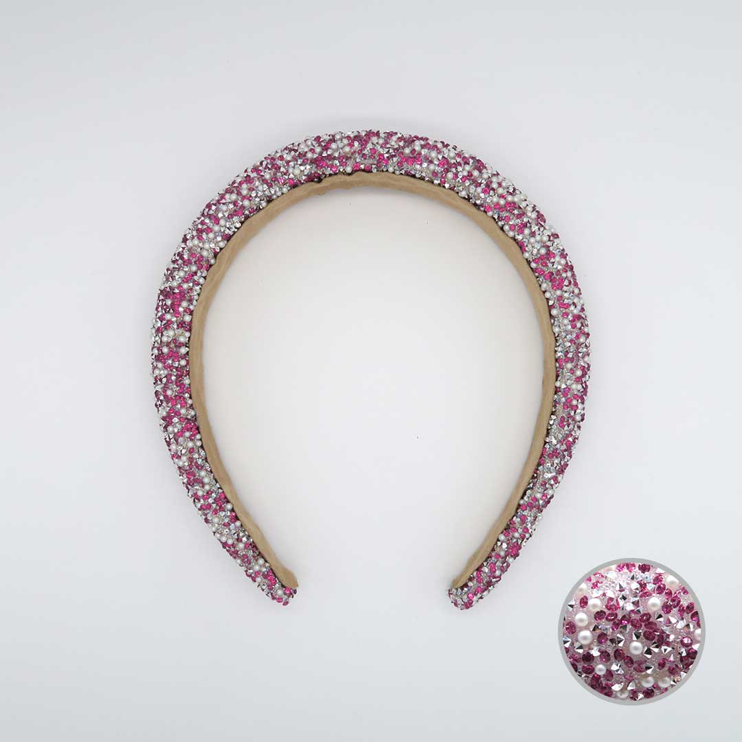 Glitzer und Perlen Haarreif (pink)