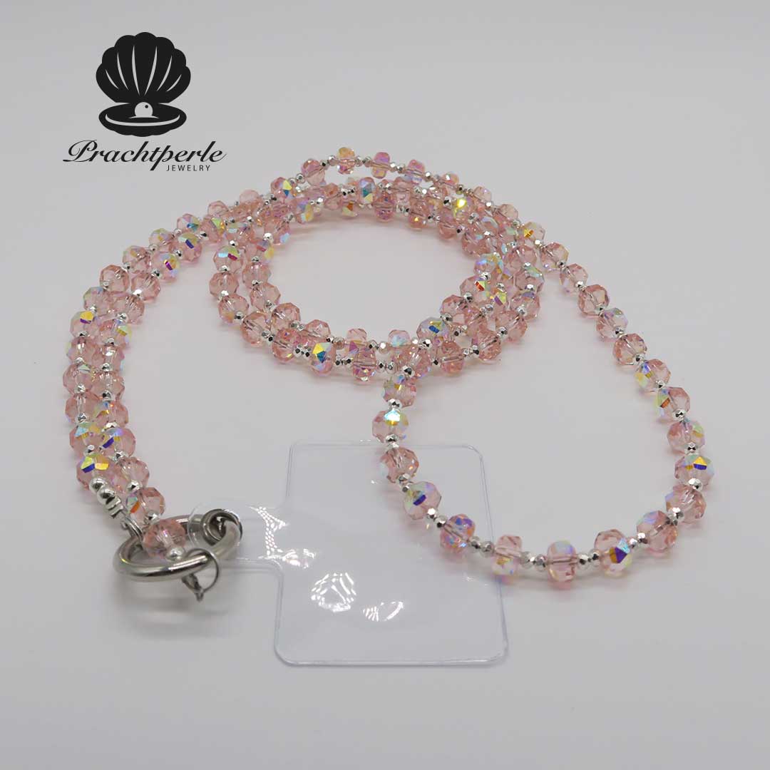Handykette Kristall-Rosa