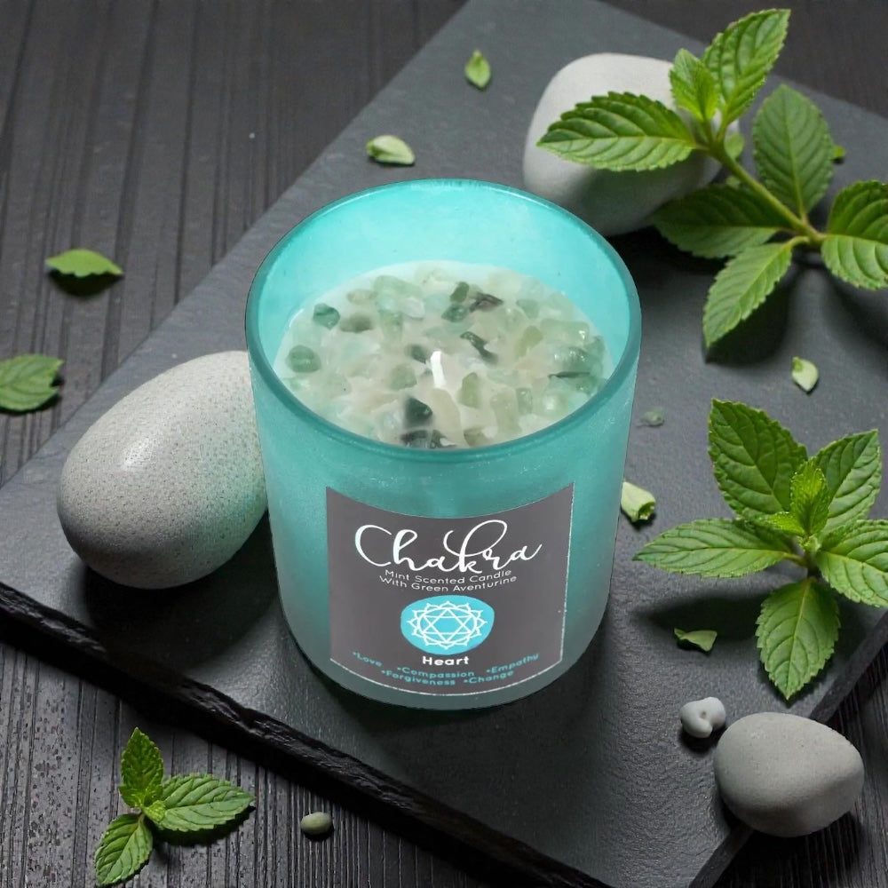 Minz-Kristallkerze „Herzchakra“