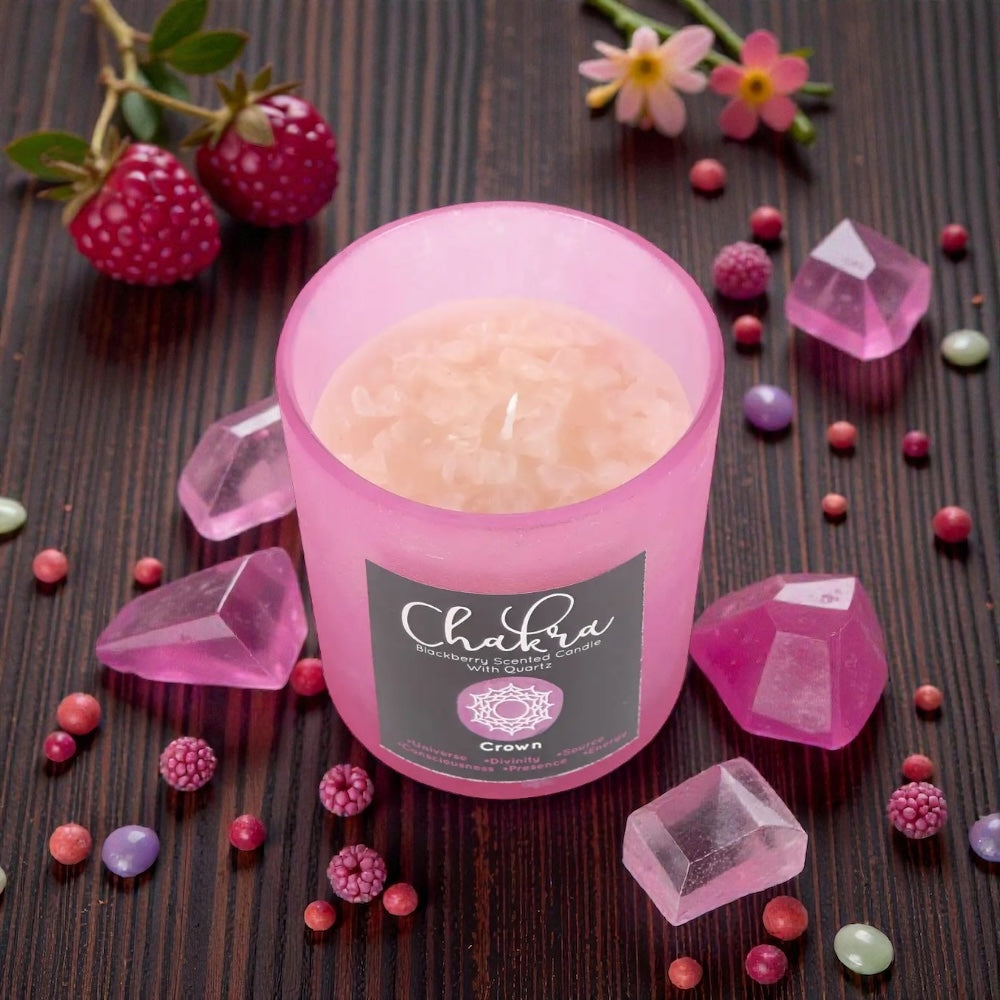 Brombeer-Kristallkerze „Kronenchakra“