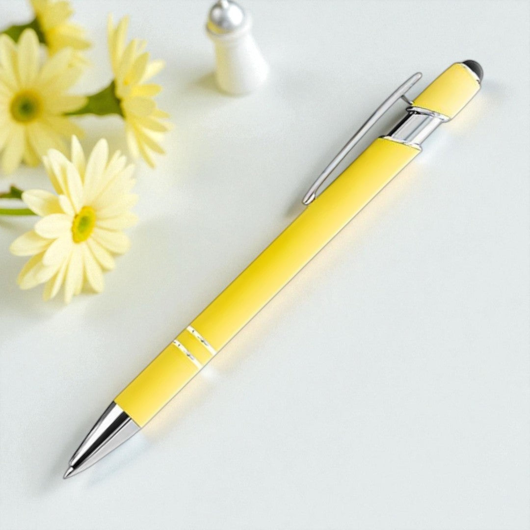 Personalisierter Kugelschreiber – matt, elegant & mit Gravur nach Wunsch (gelb)