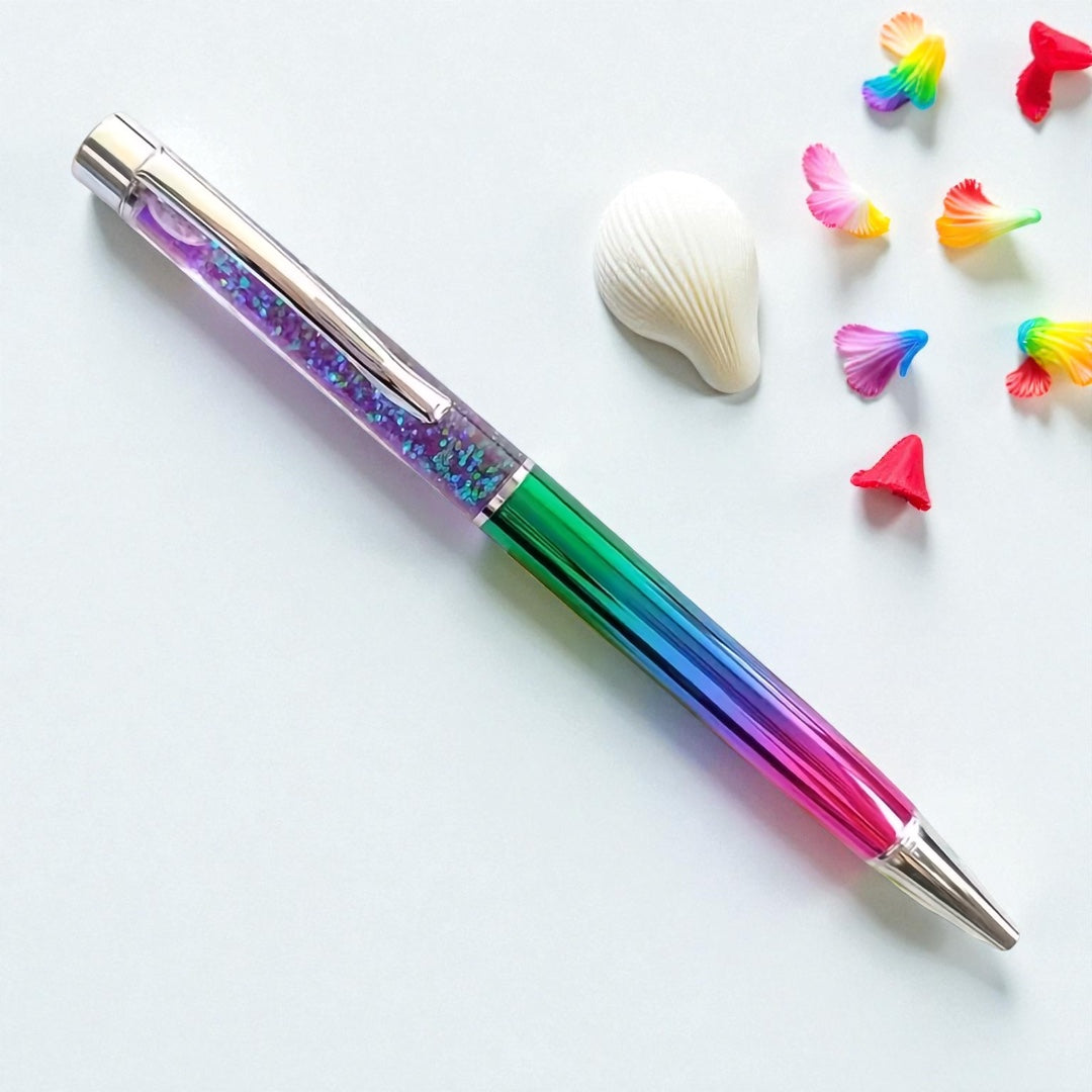 Limitierter Kugelschreiber mit Farbverlauf & galaktischem Glitzer – mit Gravur