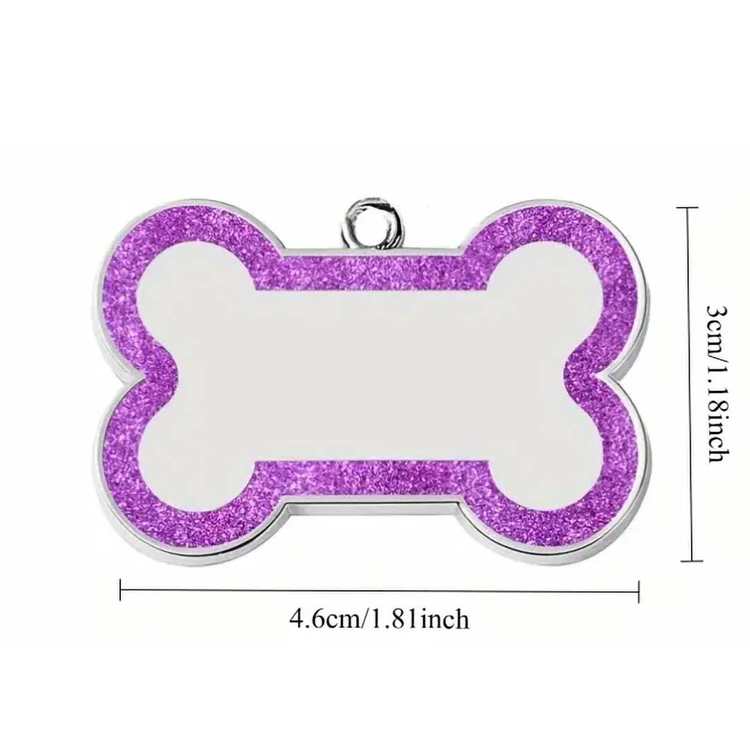 Hundemarke Glitzer Knochen (inkl. Gravur)