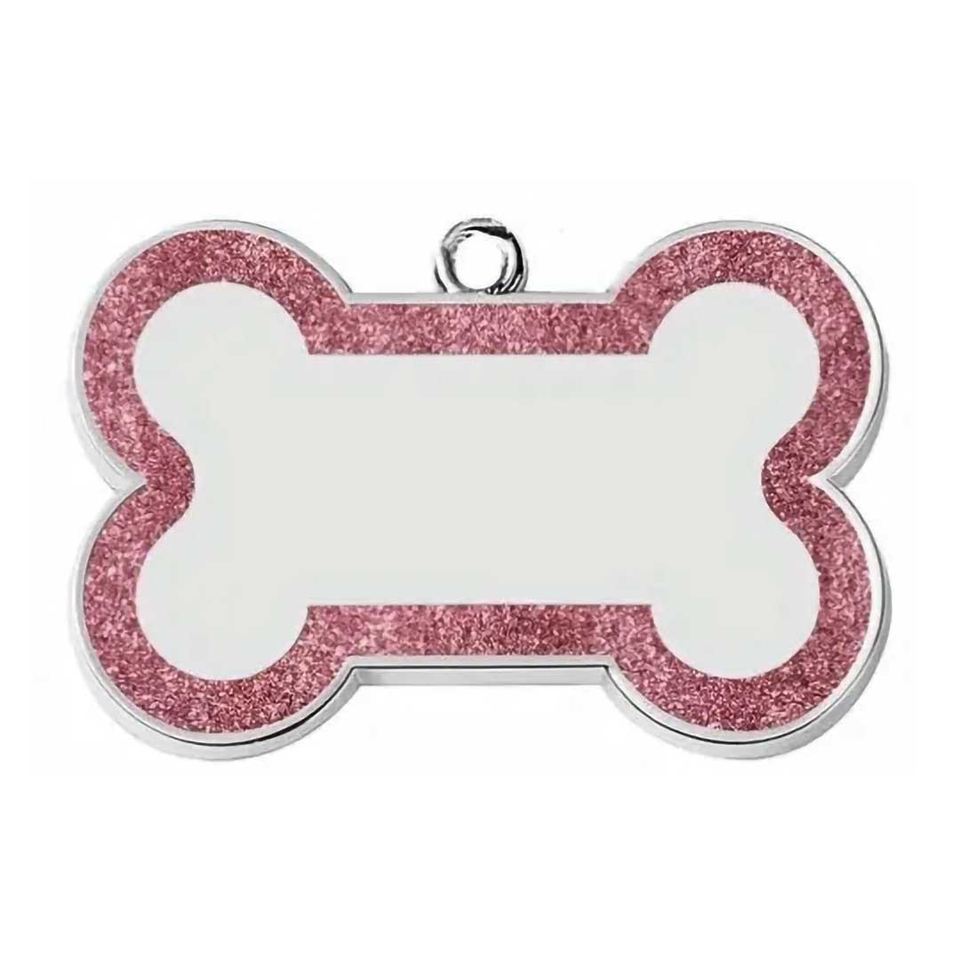 Hundemarke Glitzer Knochen (inkl. Gravur)