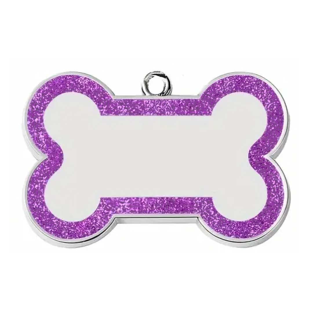 Hundemarke Glitzer Knochen (inkl. Gravur)