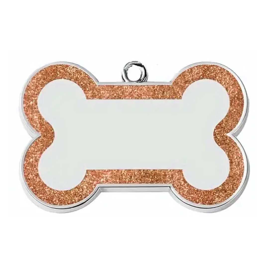 Hundemarke Glitzer Knochen (inkl. Gravur)