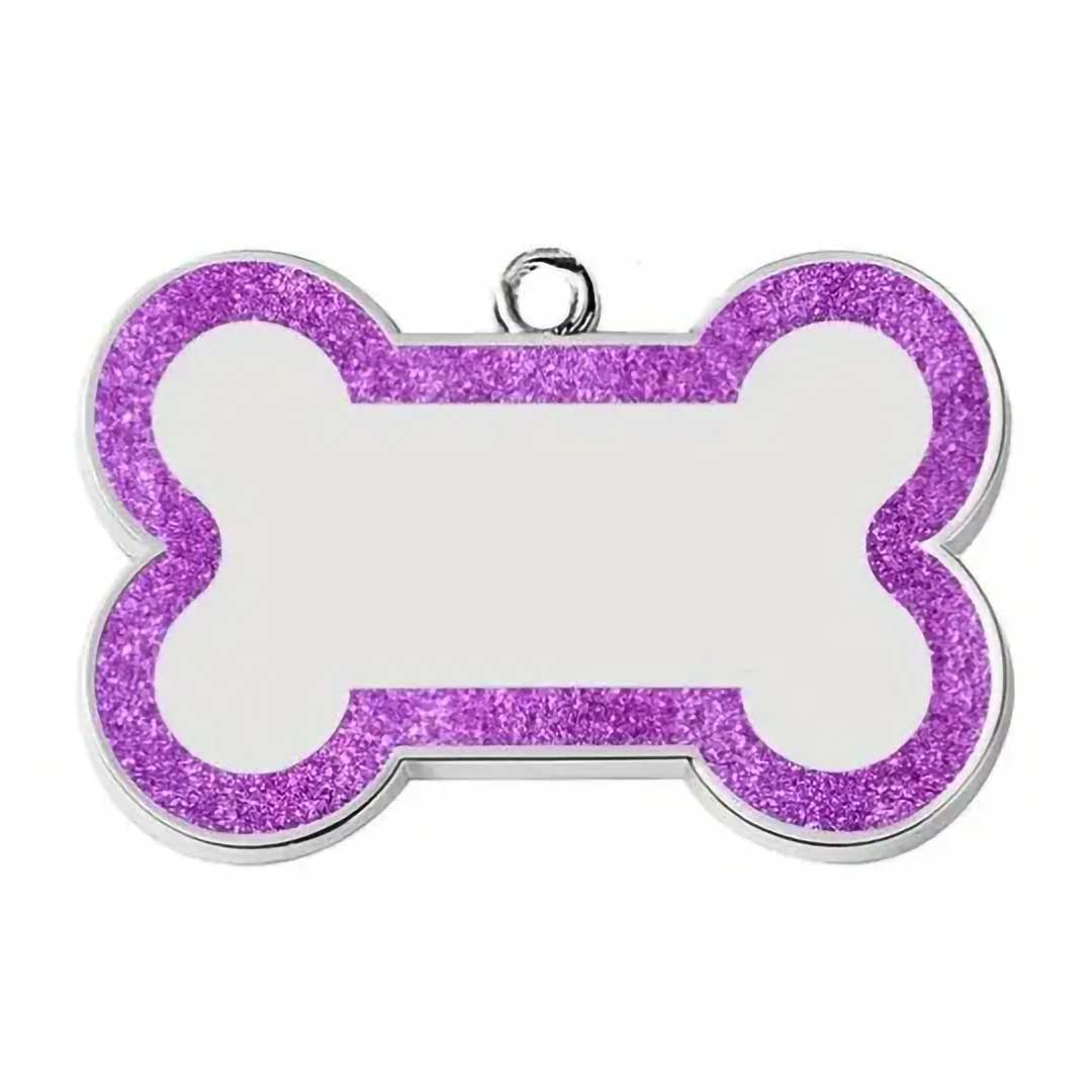 Hundemarke Glitzer Knochen (inkl. Gravur)