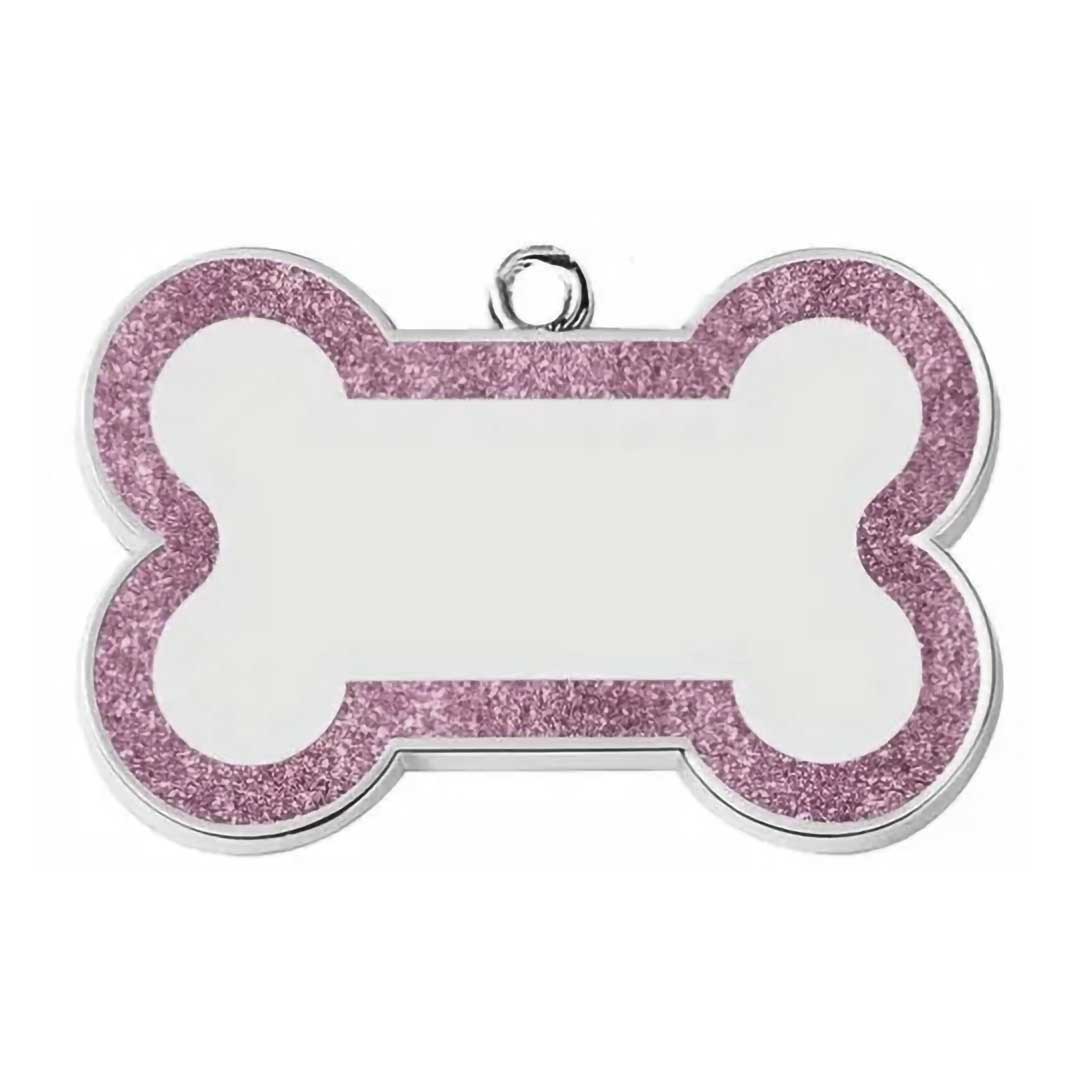Hundemarke Glitzer Knochen (inkl. Gravur)