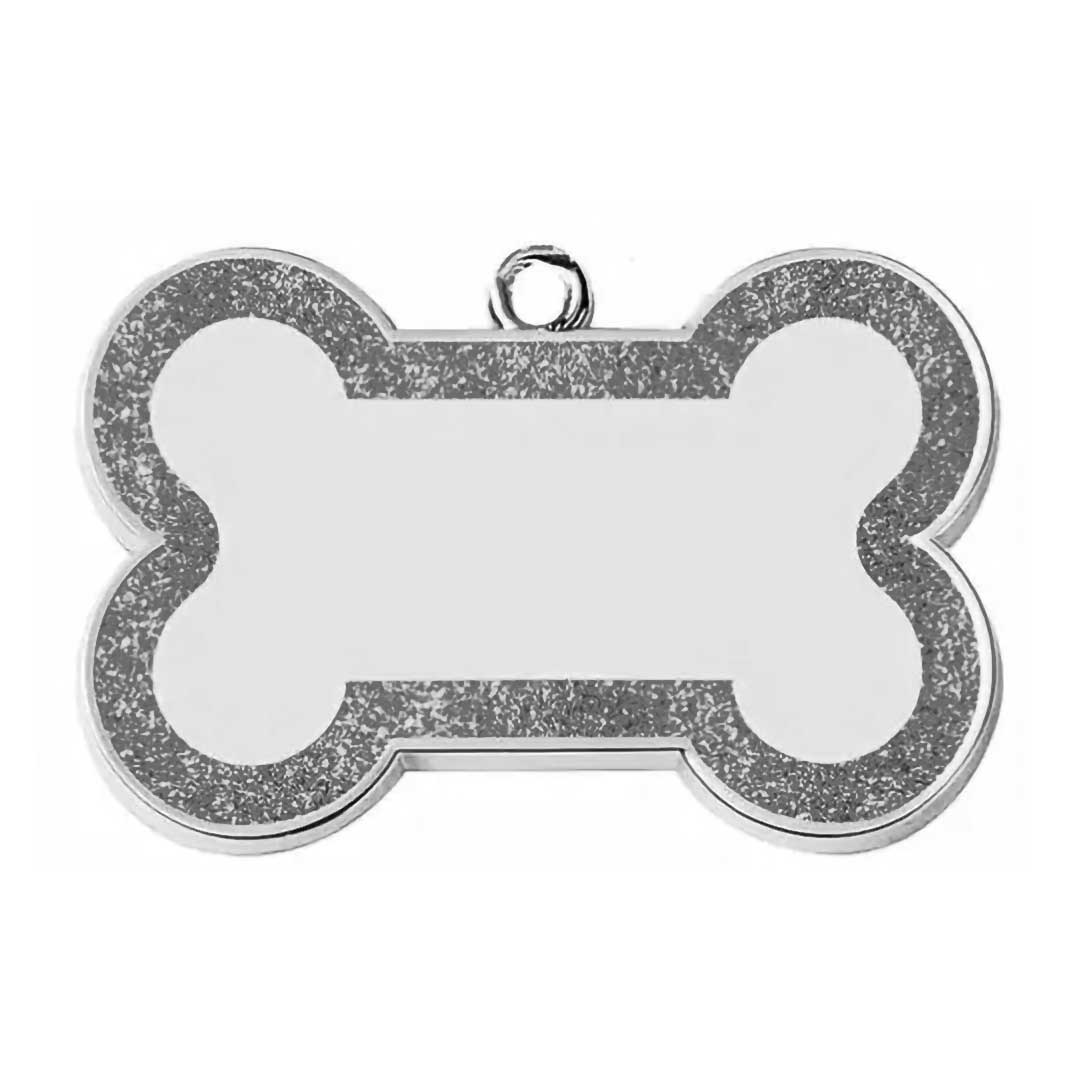 Hundemarke Glitzer Knochen (inkl. Gravur)