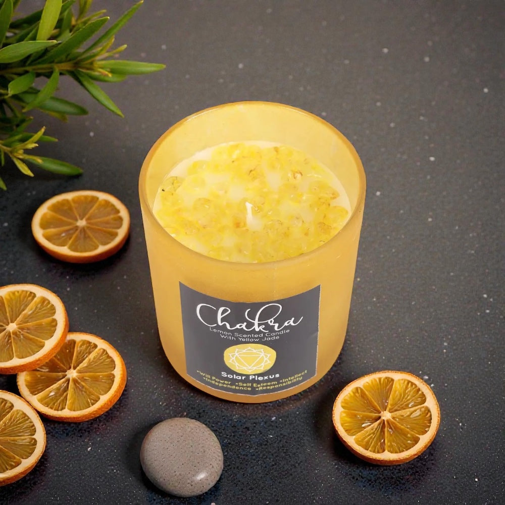 Zitronen-Kristallkerze „Solarplexuschakra“