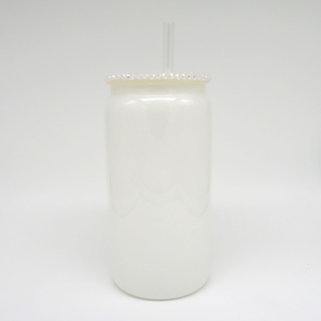 Trinkglas Weiss (Glitzer)