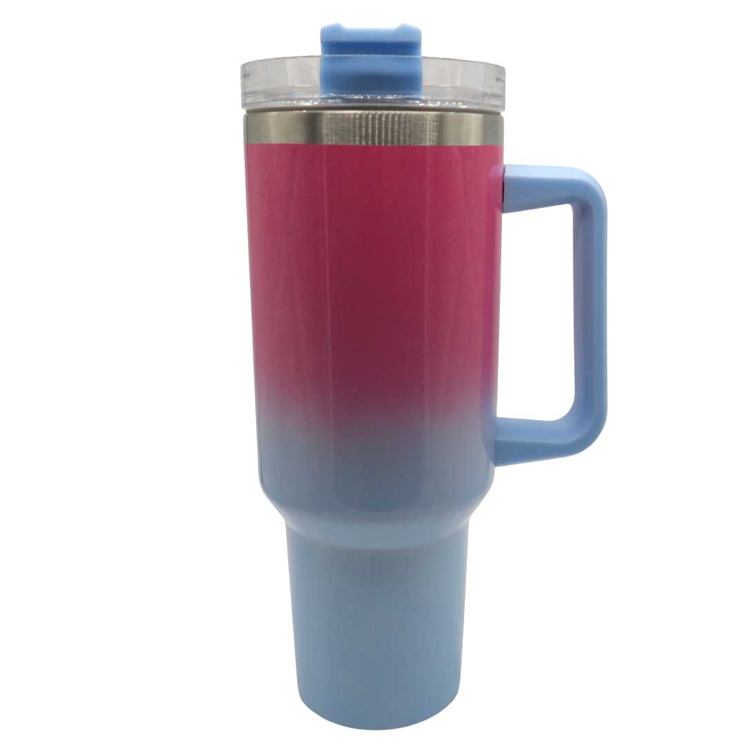 Glitzer Tumbler 1,2 L – individuell personalisierbar mit Sticker deiner Wahl! (pink/hellblau)