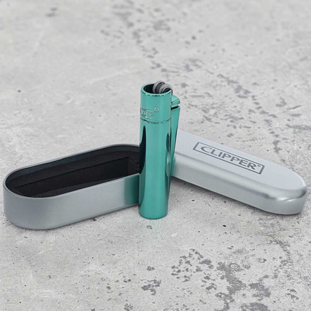 Clipper Metall Feuerzeug: Türkis Glänzend