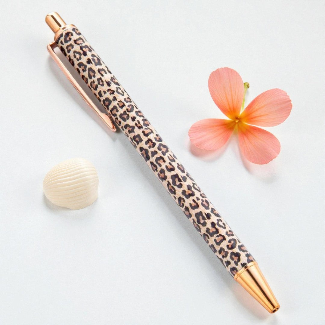 Stylischer Kugelschreiber in Leo-Optik (hellbraun)