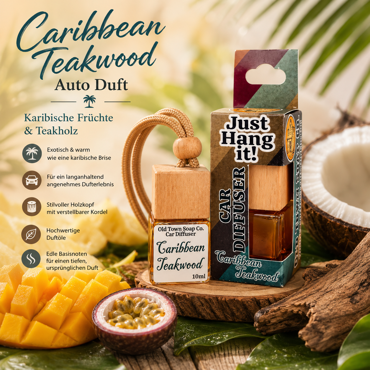 Caribbean Teakwood Auto Duft – Exotisch, warm & voller Abenteuer (10 ml)