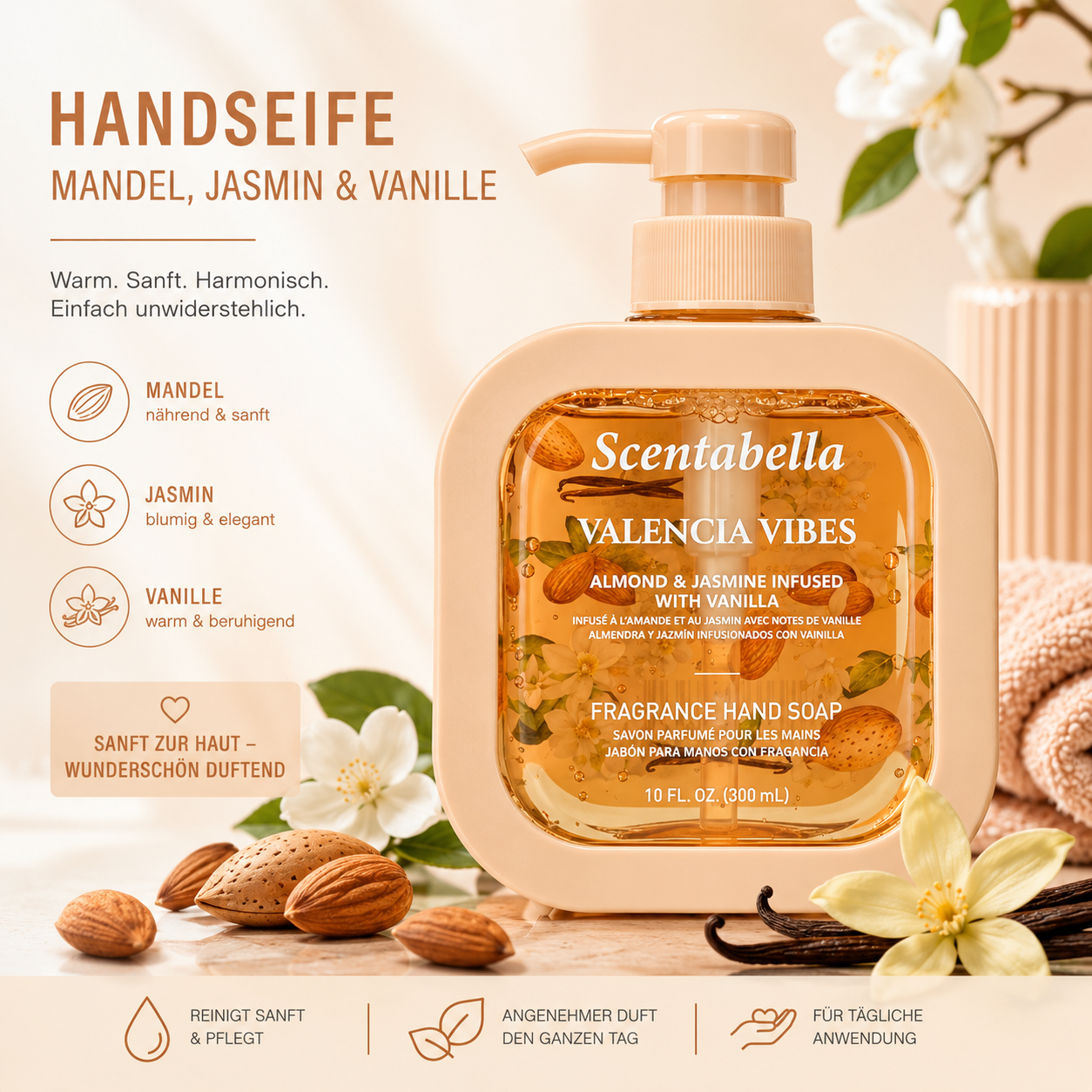 Valencia Vibes Handseife – Mandel, Jasmin & Vanille