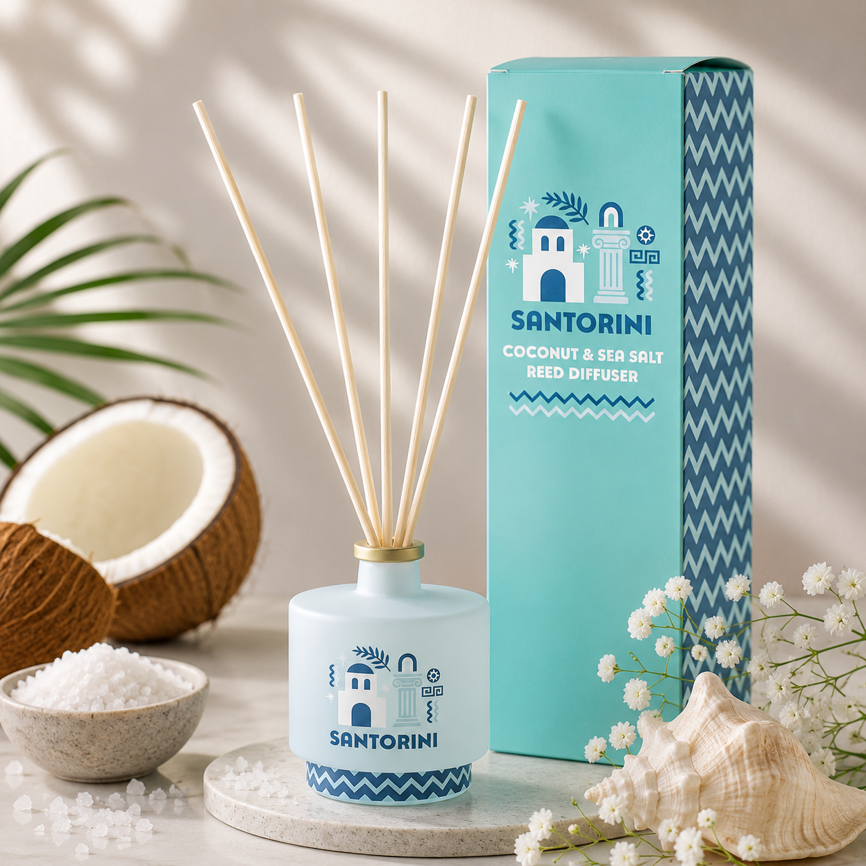 Santorini – Coconut & Sea Salt Reed Diffuser (100 ml)