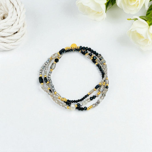 Armband "Eleganz & Ausdruck" – 3-reihiges Design (Schwarz)
