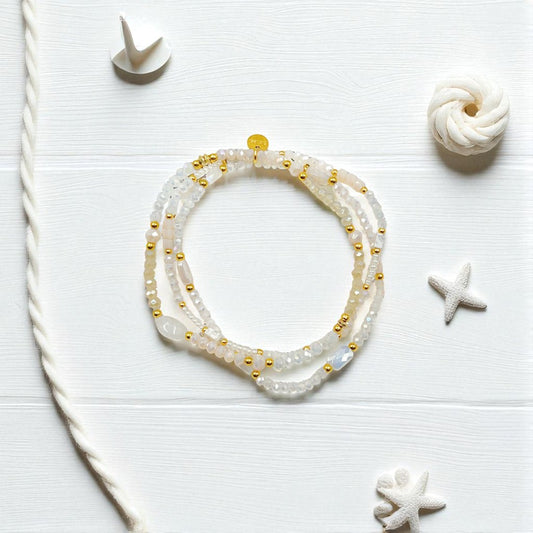 Armband "Licht & Leichtigkeit" – 3-reihiges Design (weiß)
