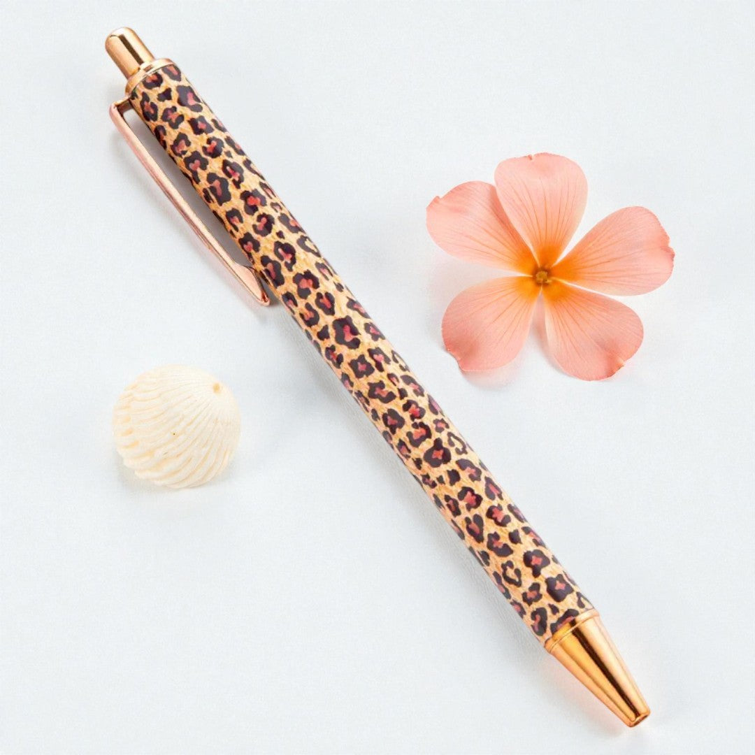 Stylischer Kugelschreiber in Leo-Optik (dunkelbraun)