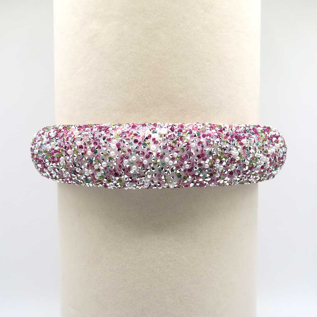 Glitzer und Perlen Haarreif (rosa-bunt)
