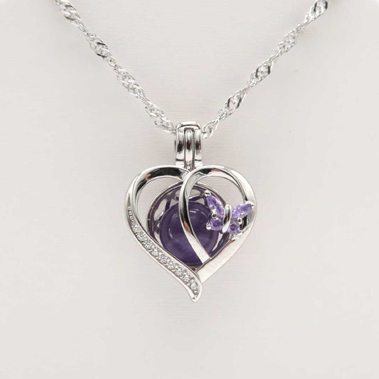 Butterfly Heart Cage Halskette (ohne Perle)