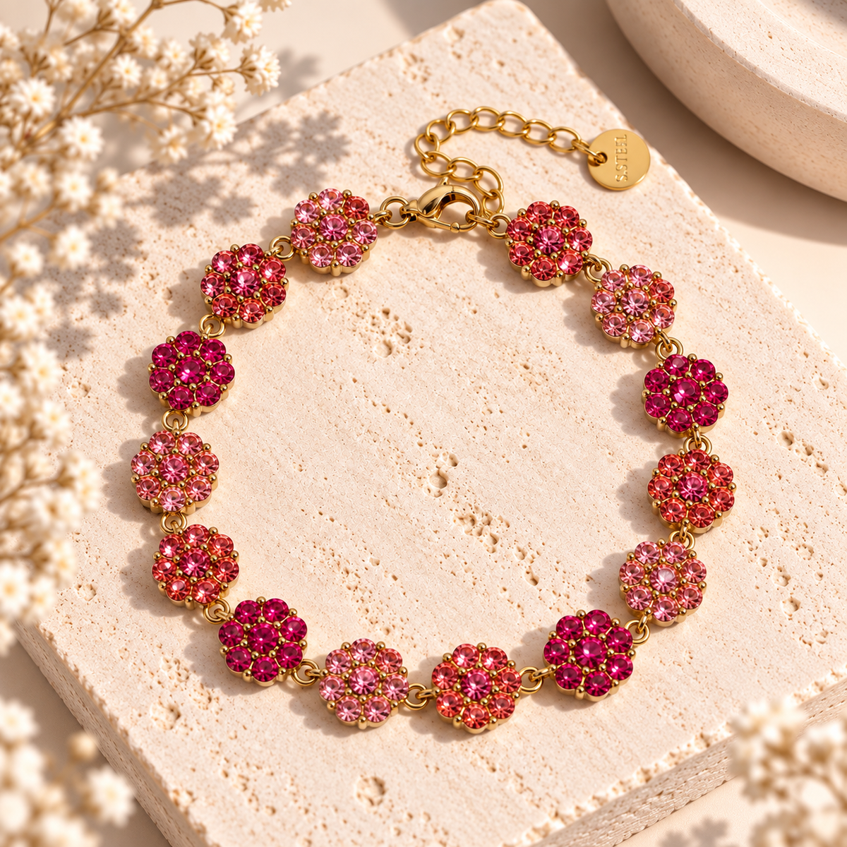 Flower Crush Armband – Farbenfroher Glamour fürs Handgelenk (pink)