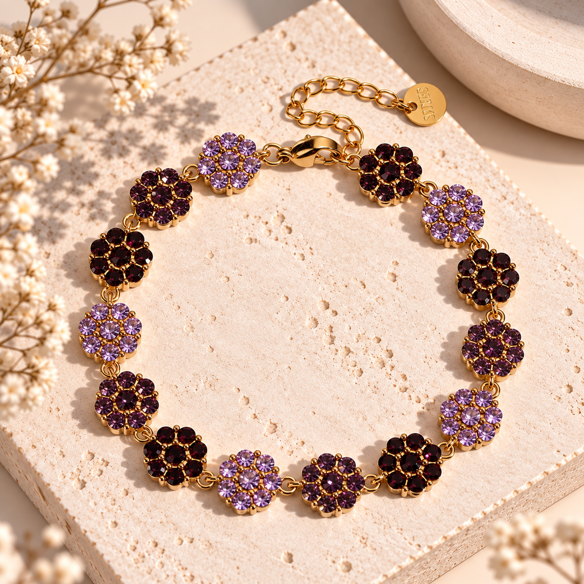 Flower Crush Armband – Farbenfroher Glamour fürs Handgelenk (lila)
