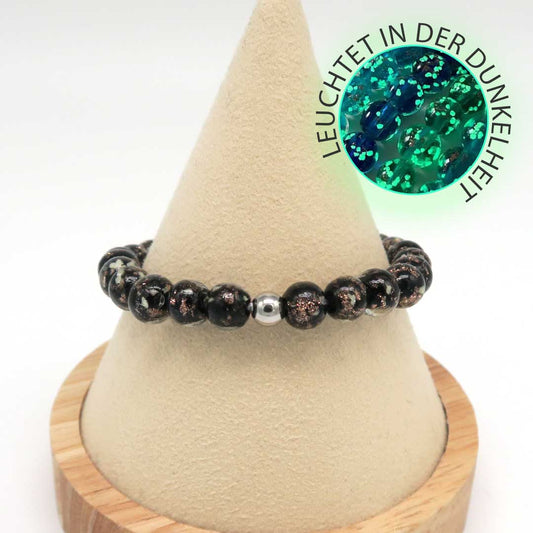 Leuchtperlen Armband Schwarz
