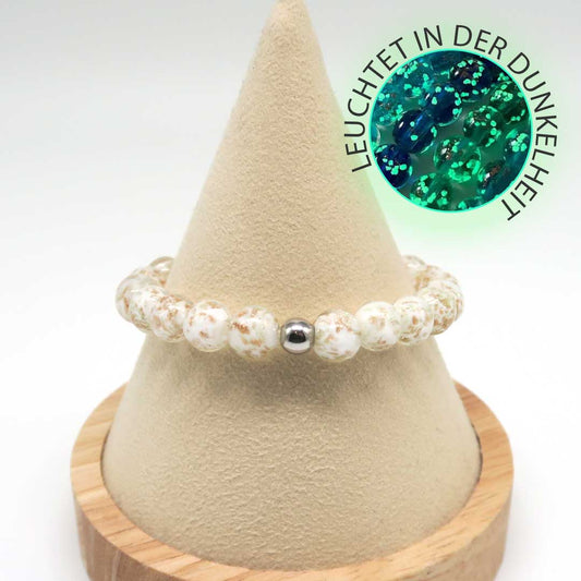 Leuchtperlen Armband Weiss