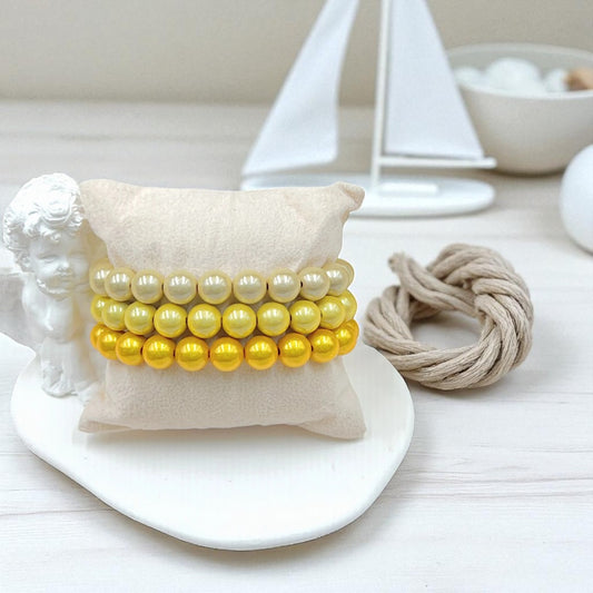 Armband-Set "Golden Glow" – 3-teiliges Set in Creme, Gelb & Sonnengold