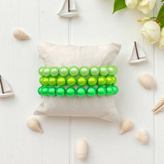 Armband-Set "Fresh Green" – 3-teiliges Set in Mint, Apfelgrün & Smaragd