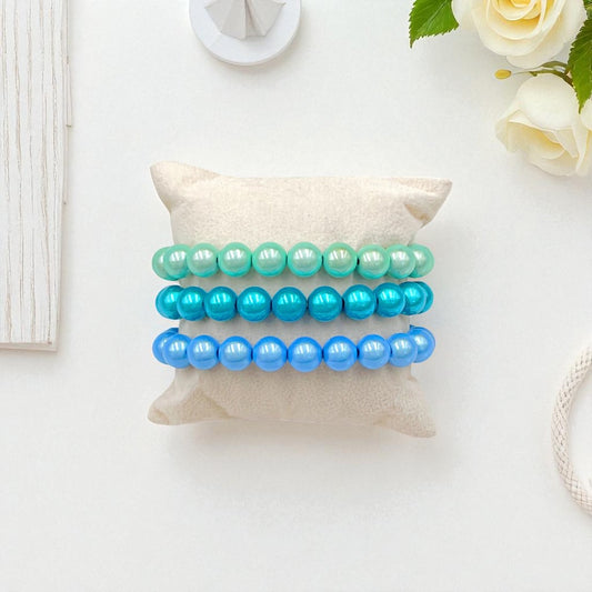 Armband-Set "Ozeanträume" – 3-teiliges Set in Türkis, Aqua & Blau