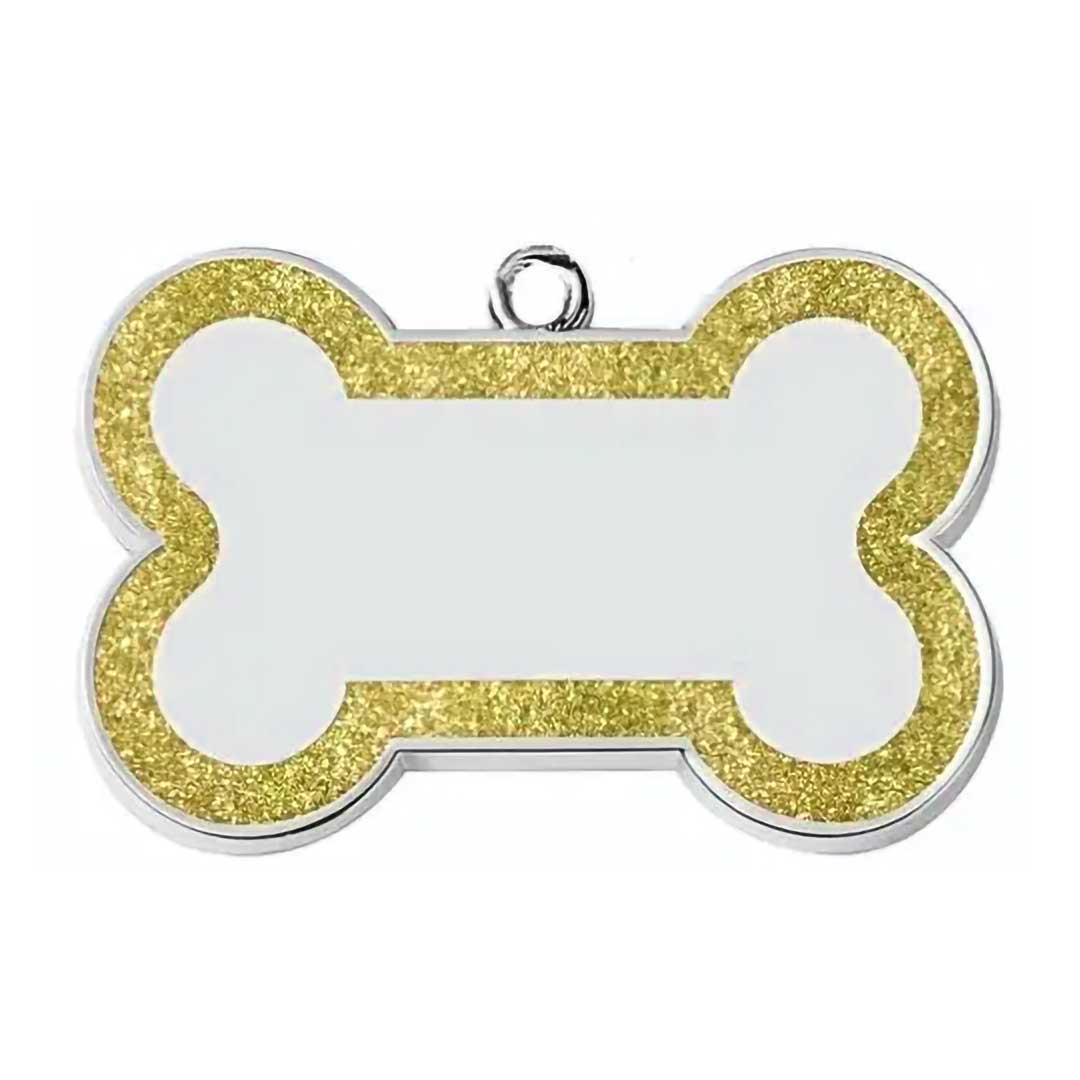 Hundemarke Glitzer Knochen (inkl. Gravur)
