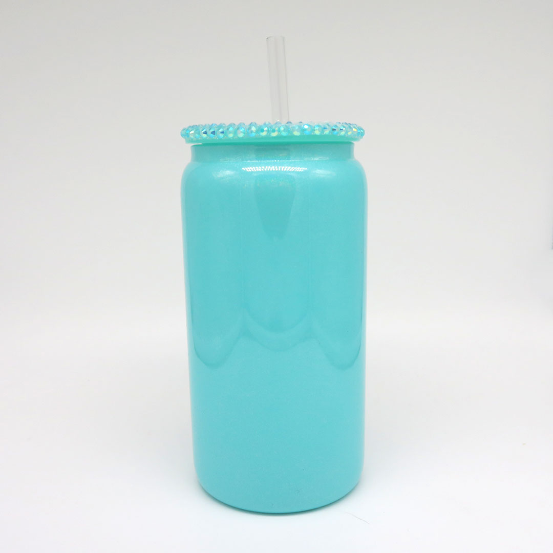 Trinkglas Mint Grün (Glitzer)