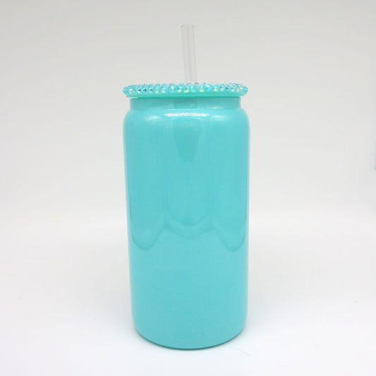 Trinkglas Mint Grün (Glitzer)