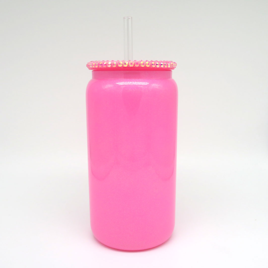 Trinkglas Pink (Glitzer)