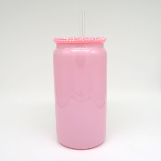 Trinkglas Rosa (Glitzer)