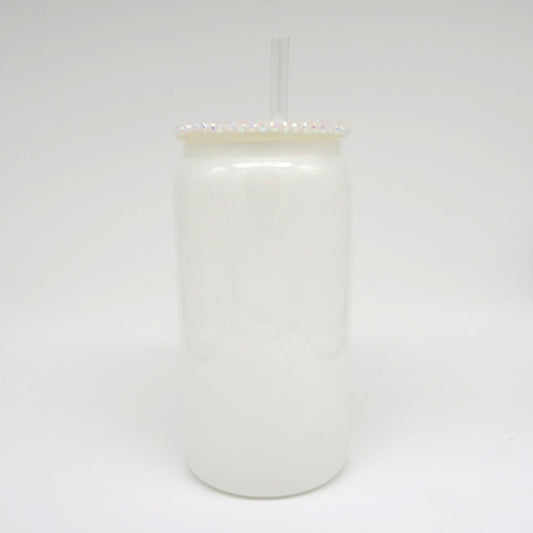 Trinkglas Weiss (Glitzer)