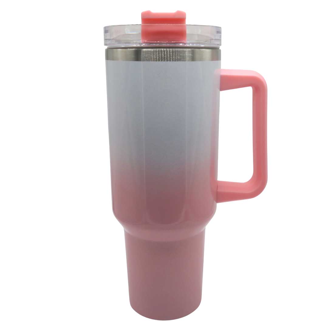 Glitzer Tumbler 1,2 L – individuell personalisierbar mit Sticker deiner Wahl! (weiß/rosa)