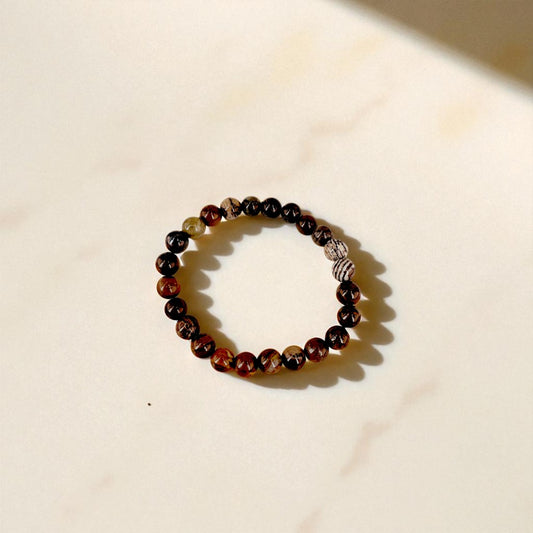Naturstein-Armband Zebra-Achat/brauner Jaspis