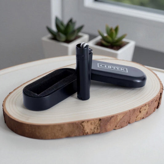 Clipper Metall Feuerzeug: Schwarz Matt (inkl. Gravur)