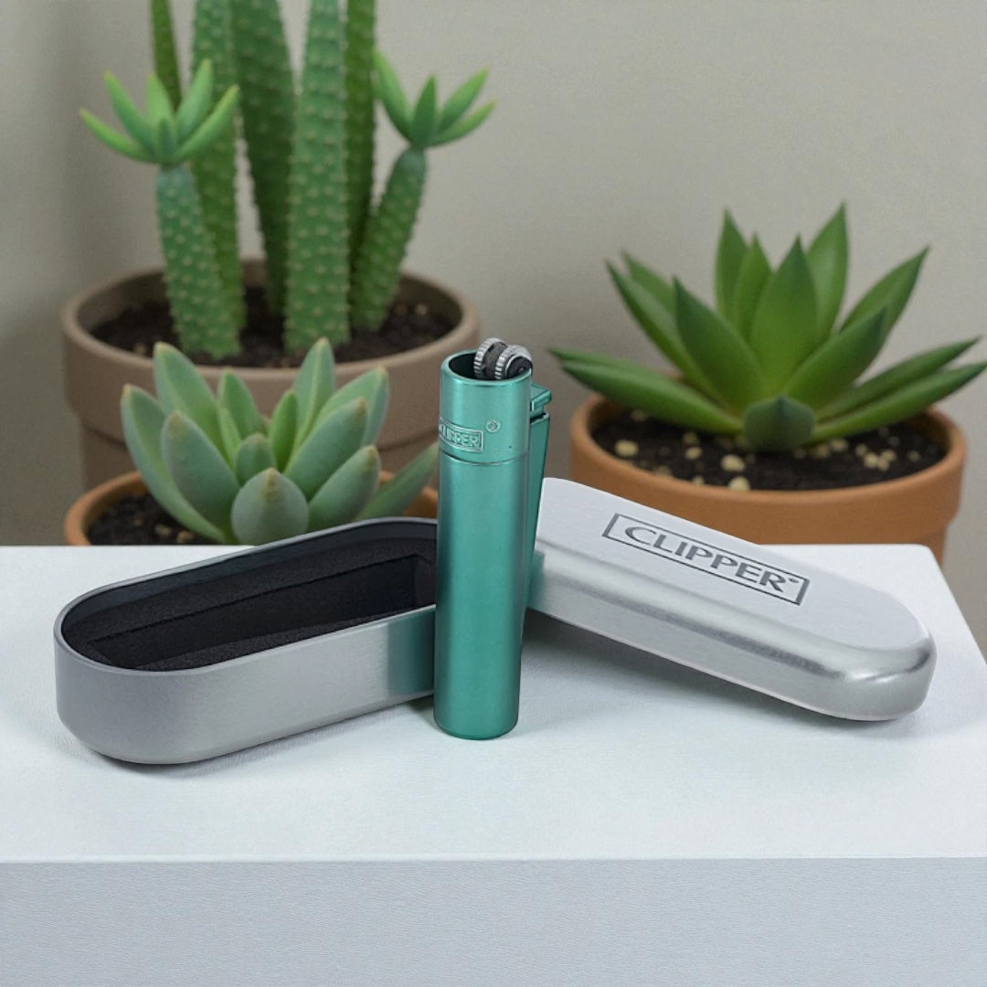Clipper Metall Feuerzeug: Türkis Matt