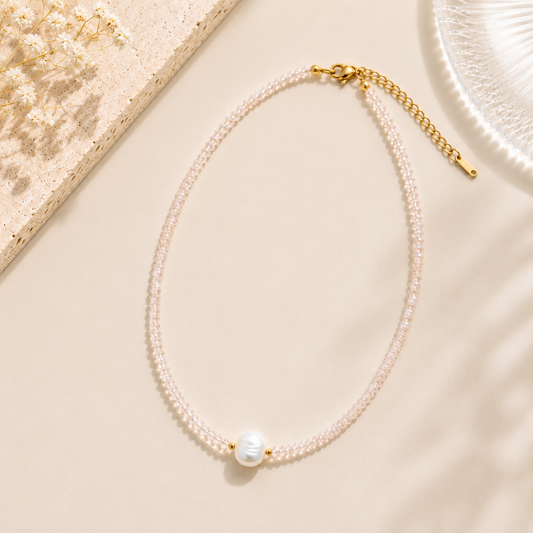 Rosé Pearl Kette – Vergoldeter Edelstahl mit echter Süßwasserperle