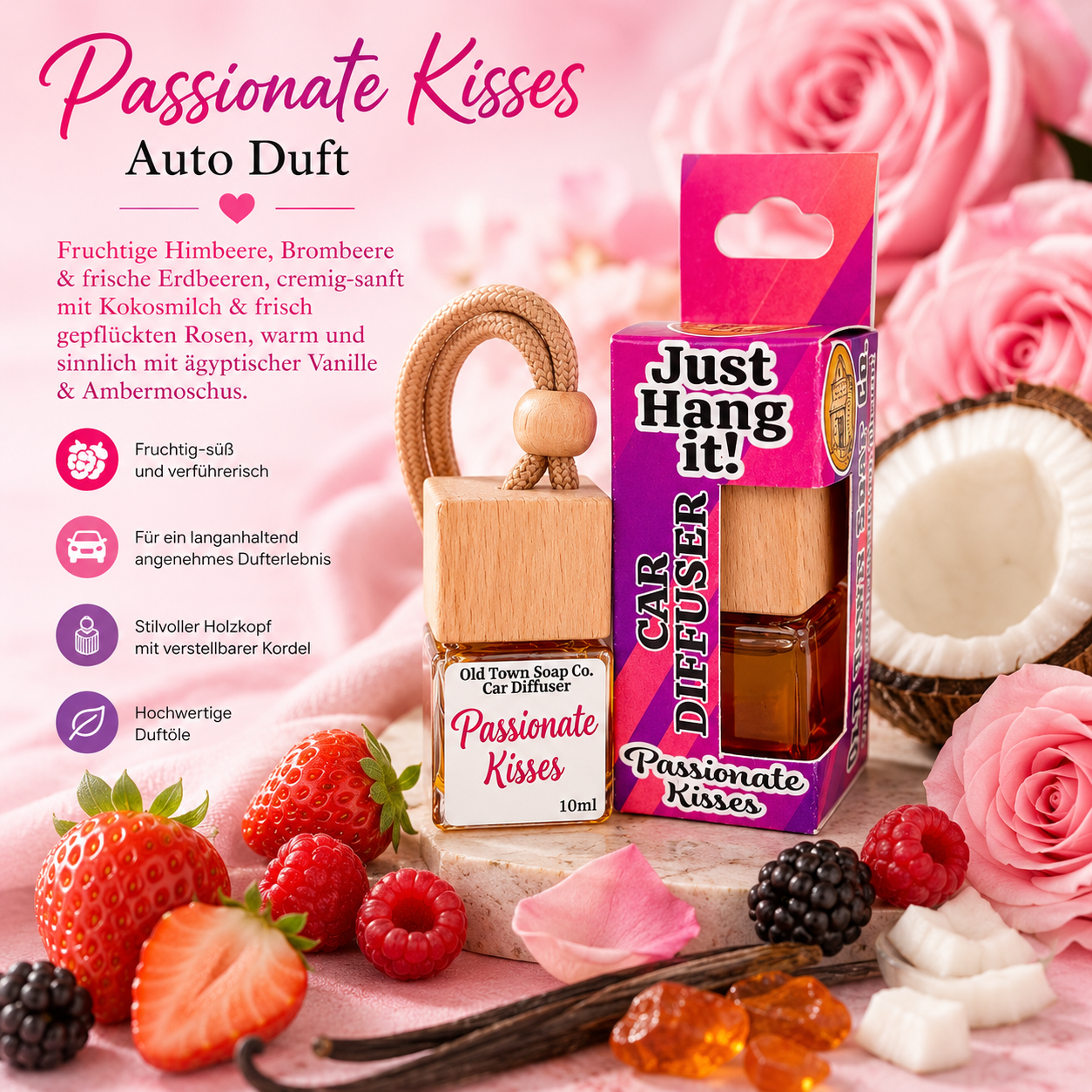Passionate Kisses Auto Duft – Verführerisch süß & unwiderstehlich romantisch (10 ml)