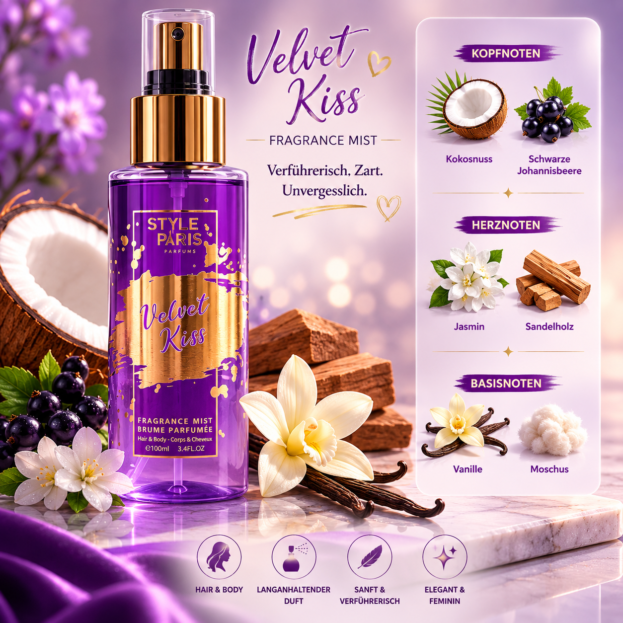 Velvet Kiss – Hair & Body Fragrance Mist 100 ml